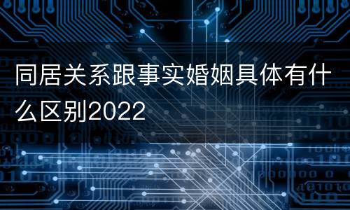 同居关系跟事实婚姻具体有什么区别2022