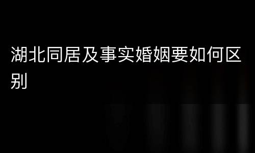 湖北同居及事实婚姻要如何区别