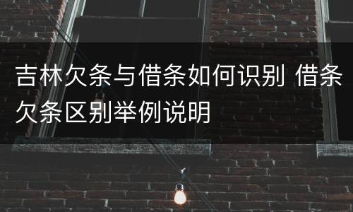 吉林欠条与借条如何识别 借条欠条区别举例说明
