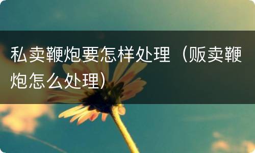私卖鞭炮要怎样处理（贩卖鞭炮怎么处理）