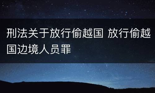 刑法关于放行偷越国 放行偷越国边境人员罪