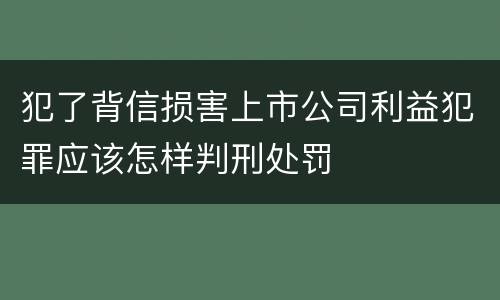 犯了背信损害上市公司利益犯罪应该怎样判刑处罚