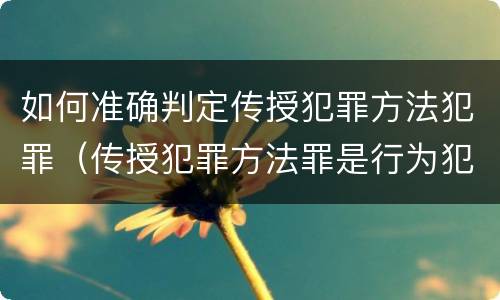 如何准确判定传授犯罪方法犯罪（传授犯罪方法罪是行为犯吗）