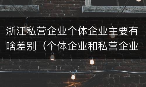 浙江私营企业个体企业主要有啥差别（个体企业和私营企业有哪些）