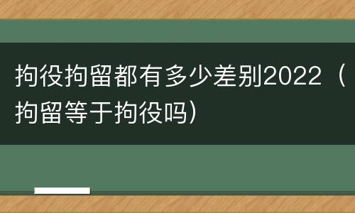 拘役拘留都有多少差别2022（拘留等于拘役吗）