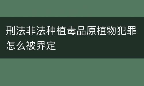 刑法非法种植毒品原植物犯罪怎么被界定