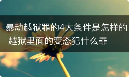 暴动越狱罪的4大条件是怎样的 越狱里面的变态犯什么罪