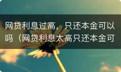网贷利息过高，只还本金可以吗（网贷利息太高只还本金可以吗）