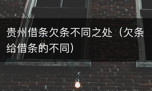 贵州借条欠条不同之处（欠条给借条的不同）