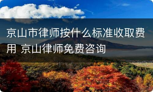 京山市律师按什么标准收取费用 京山律师免费咨询