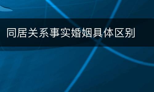 同居关系事实婚姻具体区别