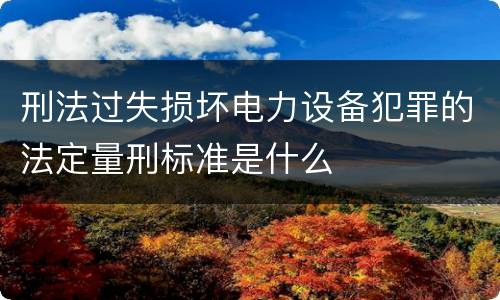 刑法过失损坏电力设备犯罪的法定量刑标准是什么