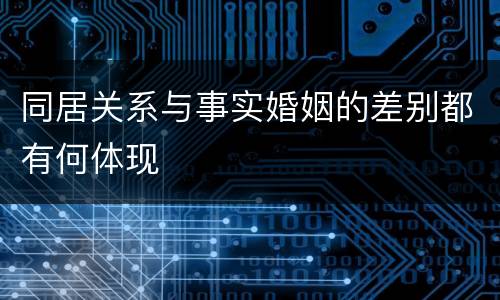 同居关系与事实婚姻的差别都有何体现