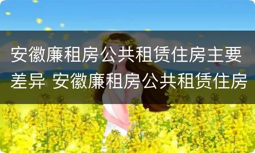 安徽廉租房公共租赁住房主要差异 安徽廉租房公共租赁住房主要差异有哪些