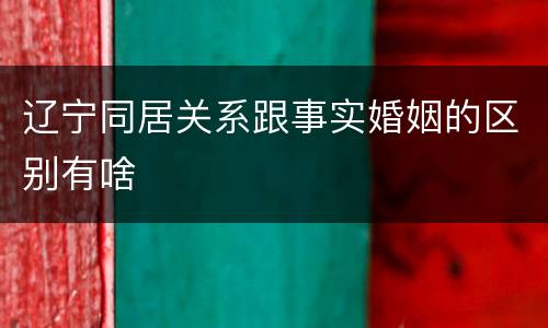 辽宁同居关系跟事实婚姻的区别有啥