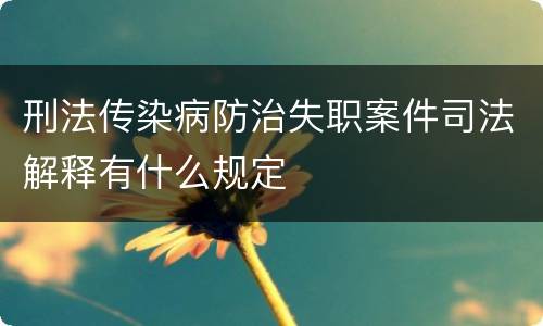 刑法传染病防治失职案件司法解释有什么规定