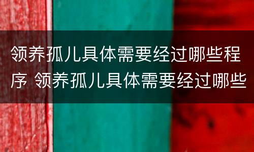 领养孤儿具体需要经过哪些程序 领养孤儿具体需要经过哪些程序呢
