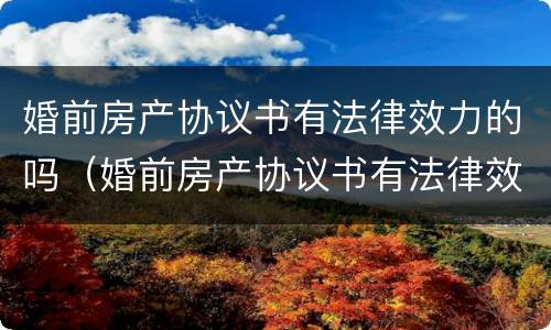 婚前房产协议书有法律效力的吗（婚前房产协议书有法律效力的吗怎么写）