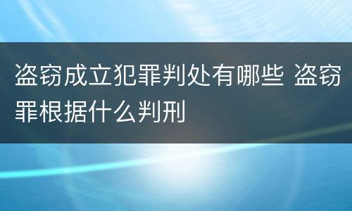盗窃成立犯罪判处有哪些 盗窃罪根据什么判刑