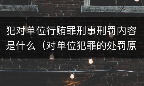 犯对单位行贿罪刑事刑罚内容是什么（对单位犯罪的处罚原则）