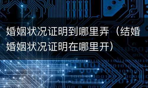 婚姻状况证明到哪里弄（结婚婚姻状况证明在哪里开）