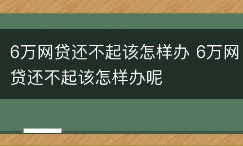 6万网贷还不起该怎样办 6万网贷还不起该怎样办呢