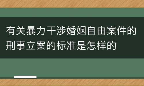 有关暴力干涉婚姻自由案件的刑事立案的标准是怎样的