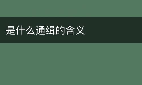 是什么通缉的含义