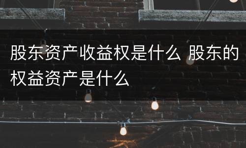 股东资产收益权是什么 股东的权益资产是什么