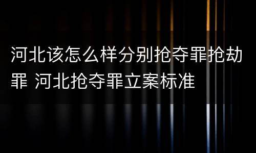 河北该怎么样分别抢夺罪抢劫罪 河北抢夺罪立案标准