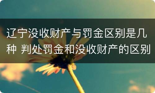 辽宁没收财产与罚金区别是几种 判处罚金和没收财产的区别