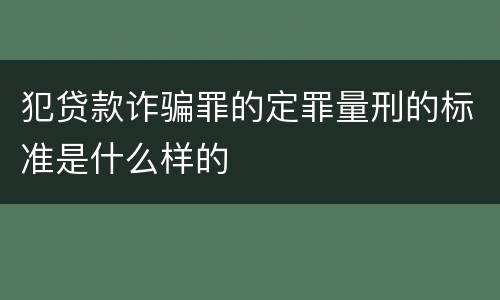 犯贷款诈骗罪的定罪量刑的标准是什么样的