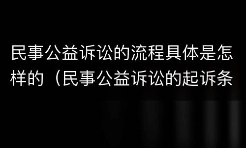 民事公益诉讼的流程具体是怎样的（民事公益诉讼的起诉条件）