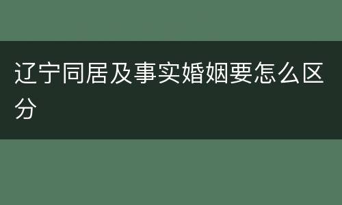 辽宁同居及事实婚姻要怎么区分