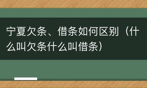 宁夏欠条、借条如何区别（什么叫欠条什么叫借条）