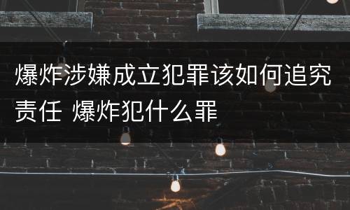 爆炸涉嫌成立犯罪该如何追究责任 爆炸犯什么罪
