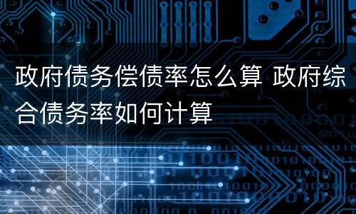 政府债务偿债率怎么算 政府综合债务率如何计算