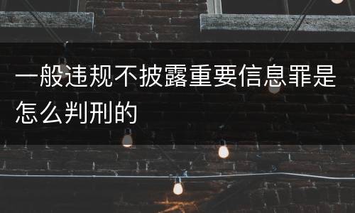 一般违规不披露重要信息罪是怎么判刑的