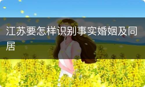 江苏要怎样识别事实婚姻及同居