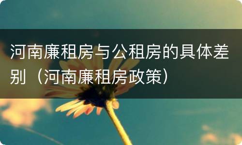 河南廉租房与公租房的具体差别（河南廉租房政策）