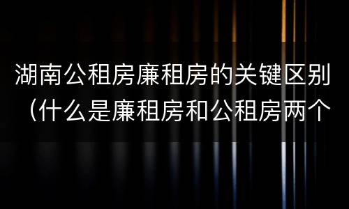湖南公租房廉租房的关键区别（什么是廉租房和公租房两个有什么特点）