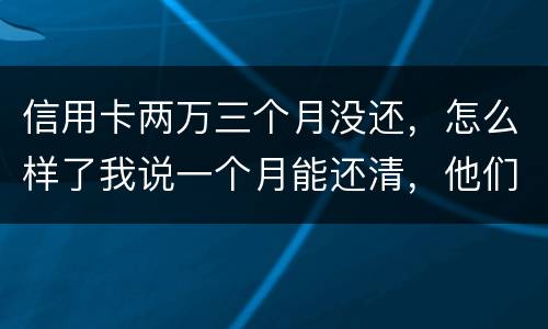 信用卡两万三个月没还，怎么样了我说一个月能还清，他们及了能坐牢吗