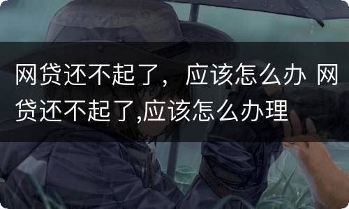 网贷还不起了，应该怎么办 网贷还不起了,应该怎么办理