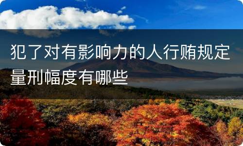犯了对有影响力的人行贿规定量刑幅度有哪些