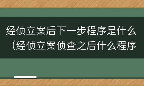 经侦立案后下一步程序是什么（经侦立案侦查之后什么程序）