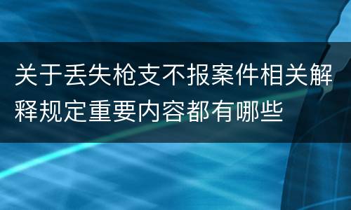 关于丢失枪支不报案件相关解释规定重要内容都有哪些