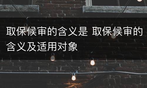 取保候审的含义是 取保候审的含义及适用对象