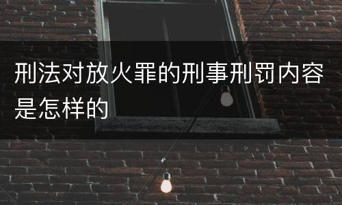 刑法对放火罪的刑事刑罚内容是怎样的