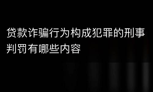 贷款诈骗行为构成犯罪的刑事判罚有哪些内容