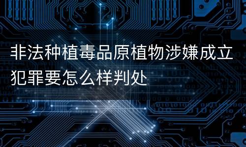 非法种植毒品原植物涉嫌成立犯罪要怎么样判处